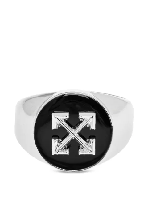 Off-White Arrows enamel signet ring Silver OMOC07KC99MET0017210