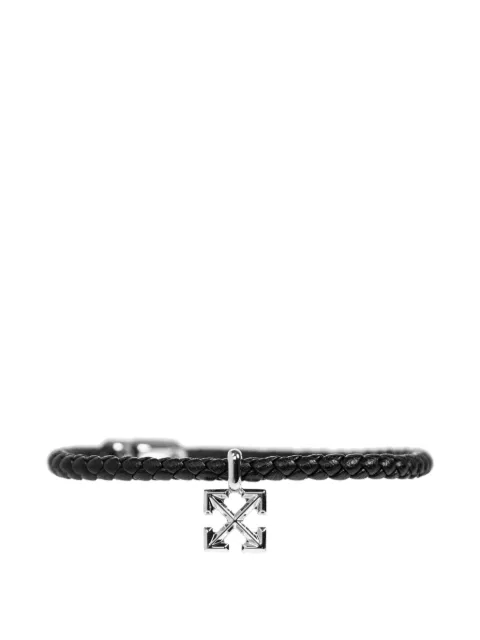Off-White braided leather Arrows bracelet Silver OMOA10NC99MET0011072