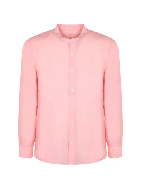120% Lino band-collar long-sleeve shirt Pink 33ALIM11590000115S00083