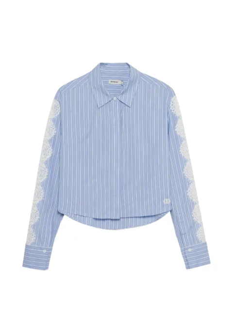 SIMKHAI Renata lace-trimmed cropped shirt Blue 3262143S