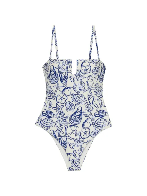 SIMKHAI Ottilie seashell-print one-piece swimsuit White 3269082SWPRINT