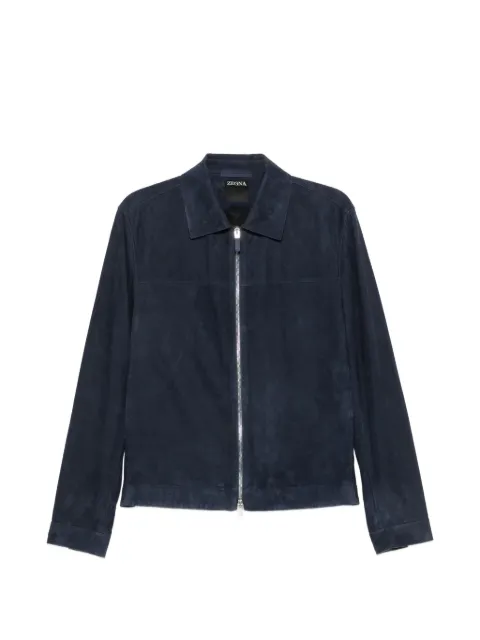Zegna suede zip-up jacket Blue UHPSRA3H194P