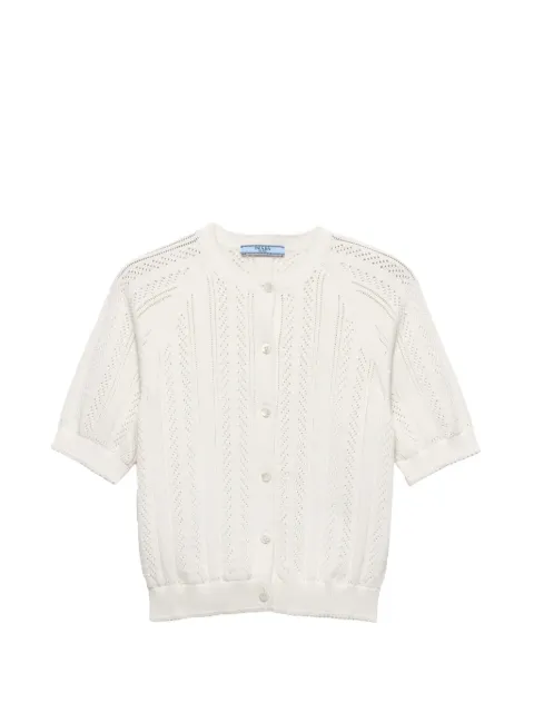 Prada short-sleeved openwork cotton cardigan White P25O35SOOO193Q