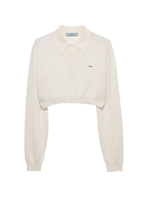 Prada cropped cashmere polo shirt Neutrals P24E3CSOOO1957