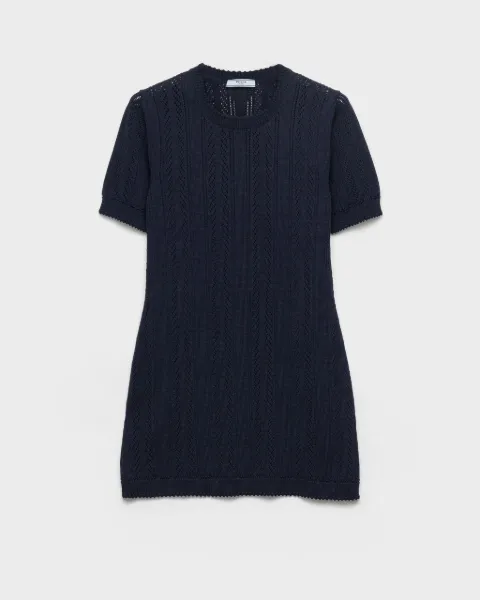 Prada openwork cotton mini-dress Blue 23A76SOOO193Q
