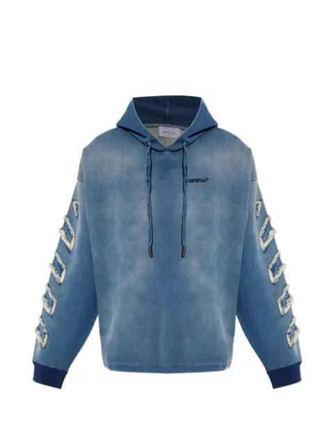 Off-White Diagonals frayed hoodie Blue 44MBB12MS26D002