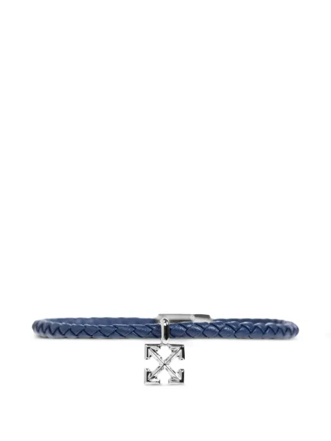 Off-White arrows-charm braided-leather bracelet Blue OMOA10NC99MET0014672