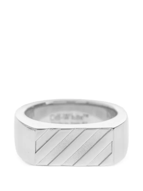 Off-White Diagonals signet ring Silver OMOC07NC99MET0017272