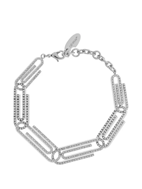 Off-White crystal-embellished paperclip-link bracelet Silver OWOA132S26MET0017272