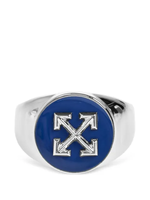 Off-White Arrows enamel-detail signet ring Silver OMOC07WS26MET0017245