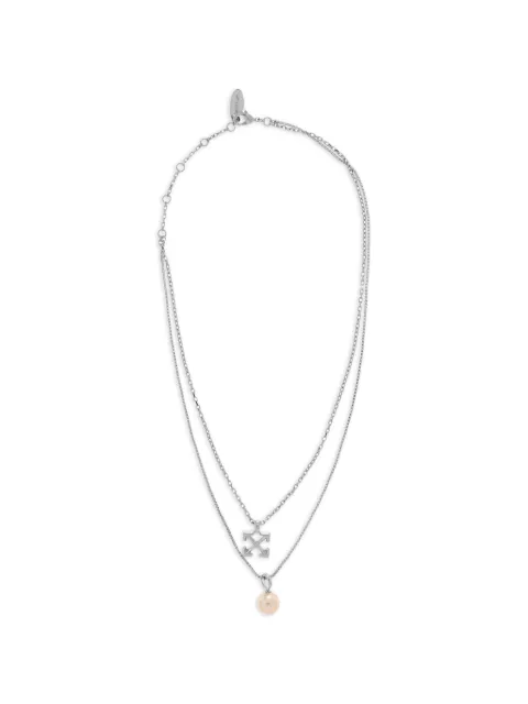 Off-White Arrows faux-pearl necklace Silver OWOB141S26MET001723C