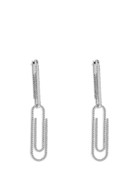 Off-White crystal-embellished paperclip earrings Silver OWOD2ACS26MET0017272