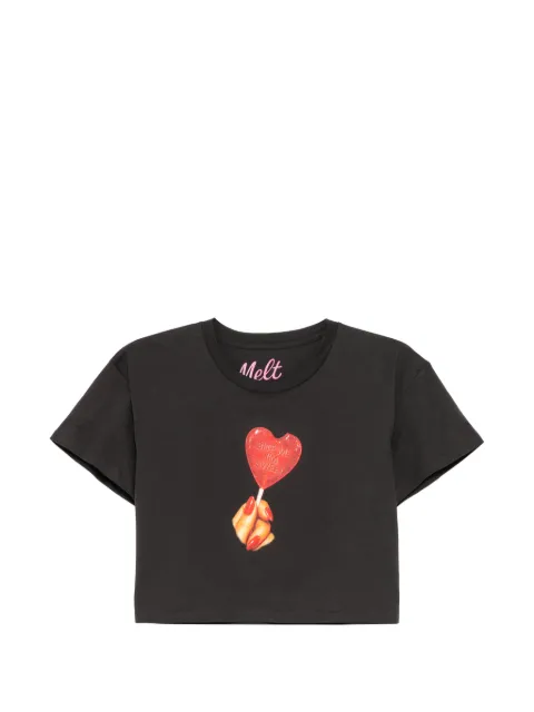 Melt graphic-print cropped T-shirt Grey MSWW5007