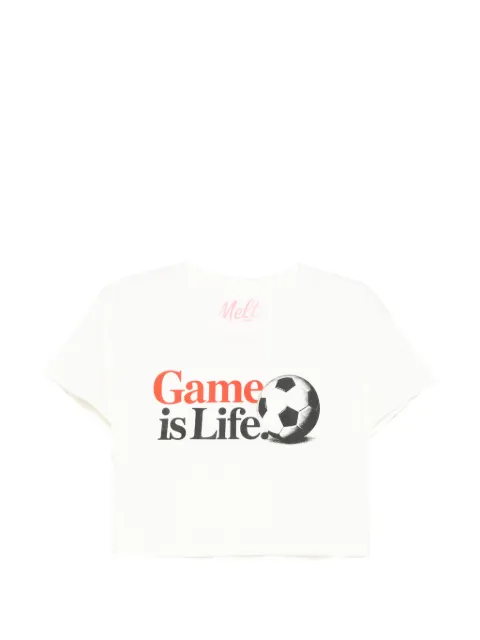Melt graphic-print cropped T-shirt White MSWW5018