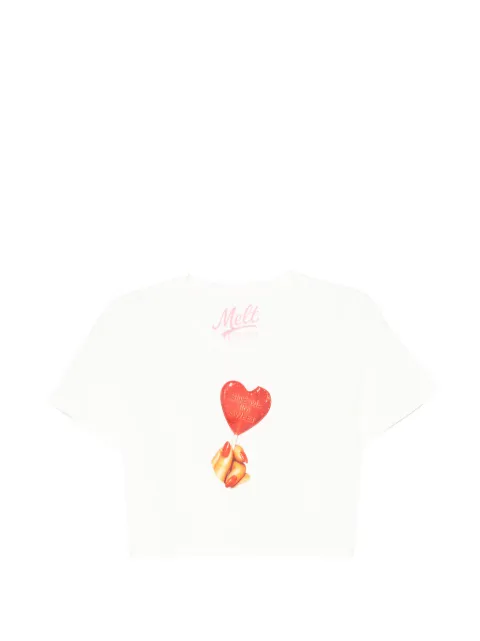 Melt graphic-print cropped T-shirt White MSWW5015