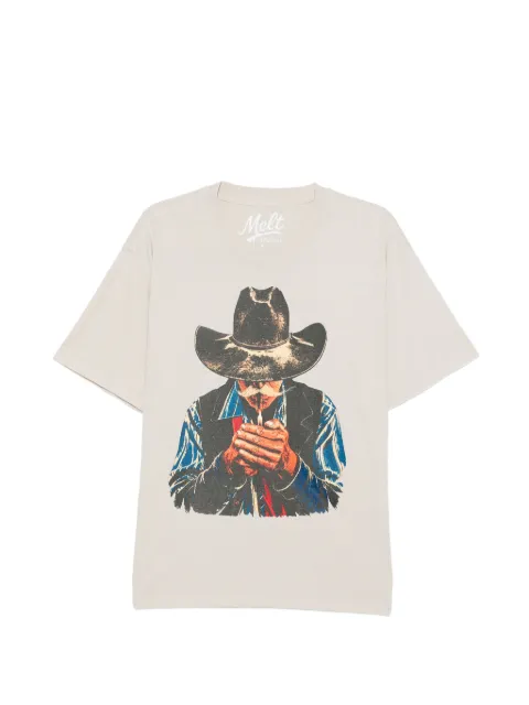 Melt graphic-print crew neck T-shirt Neutrals MS5330