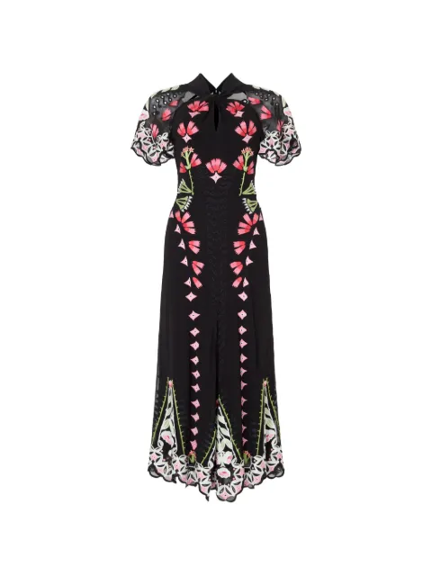 Temperley London Rosalba floral-embroidered midi dress Black 26AROS52217A
