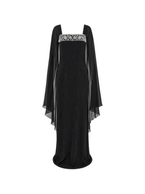 Temperley London Pyramus crystal-embellished cape gown maxi dress Black 26APYR55059A