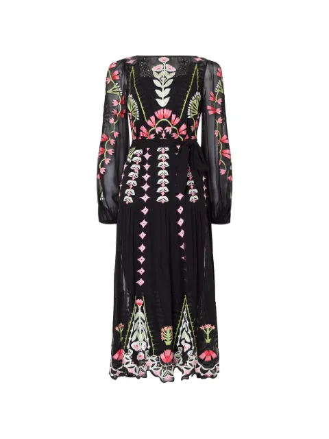 Temperley London Rosalba embroidered midi dress Black 26AROS55030