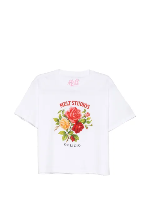 Melt floral-print T-shirt White MSWW5012