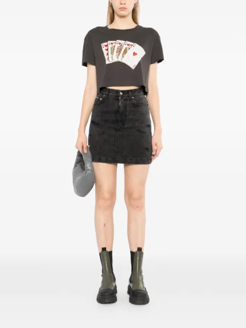 Melt graphic-print cropped T-shirt Grey MSWW5009