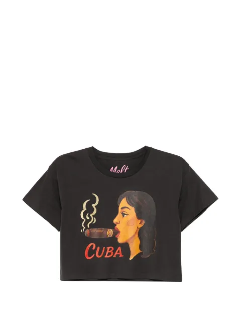 Melt graphic-print cropped T-shirt Grey MSWW5008