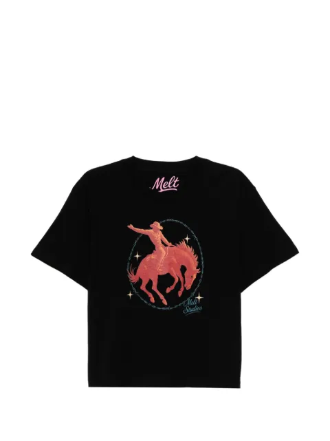 Melt graphic-print short-sleeve T-shirt Black MSWW5005