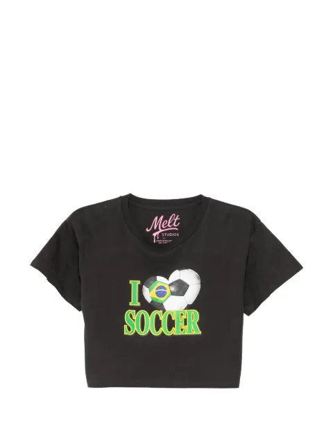 Melt graphic-print cropped T-shirt Grey MSWW5006