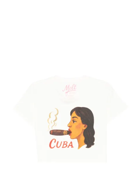 Melt graphic-print cropped T-shirt White MSWW5016