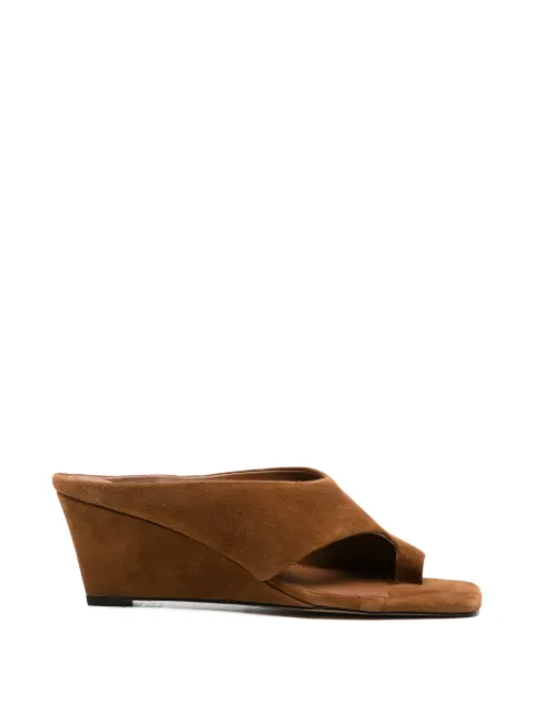 SANDRO square-toe suede sandals Brown SFACH01524