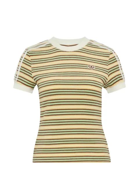 adidas Summer Glow striped logo-embroidered T-shirt Yellow KY8117