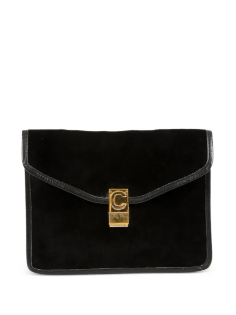 Celine Pre-Owned 1970s C logo clutch bag Black 15016456
