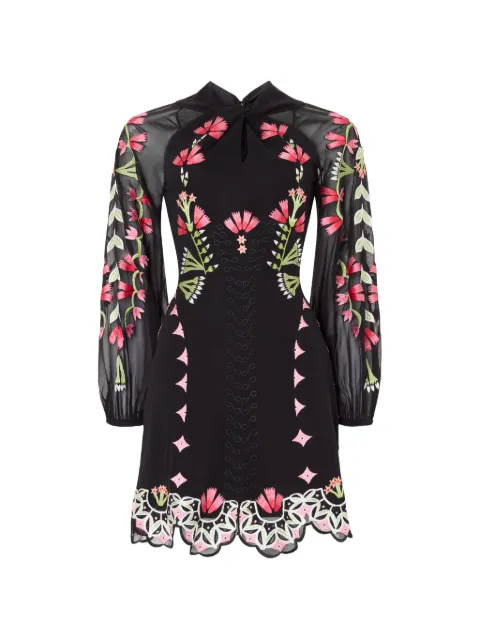 Temperley London Rosalba floral-embroidered mini dress Black 26AROS55109