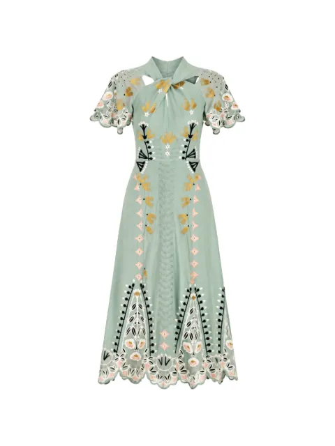 Temperley London embroidered scalloped-edge midi dress Green 26AROS52217A