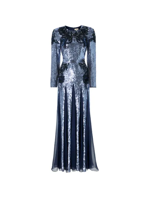 Temperley London Porta floral-embroidered maxi dress Blue 00COHEV55080