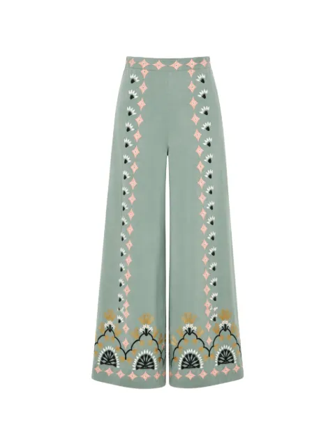 Temperley London Rosalba embroidered trousers Green 26AROS55156