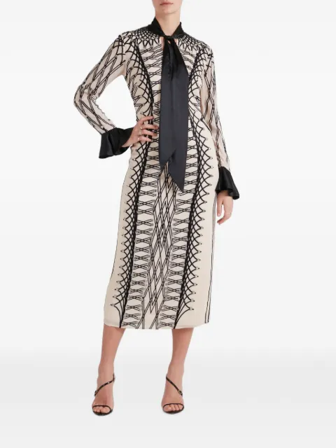 Temperley London Cressida pussy-bow midi dress Neutrals 26ACRE54787A