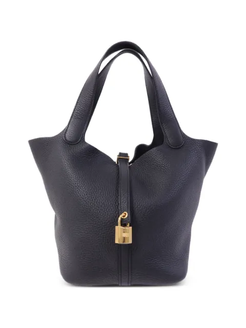 Hermès Pre-Owned MM Picotin Clemence-leather tote bag Black K89GHW