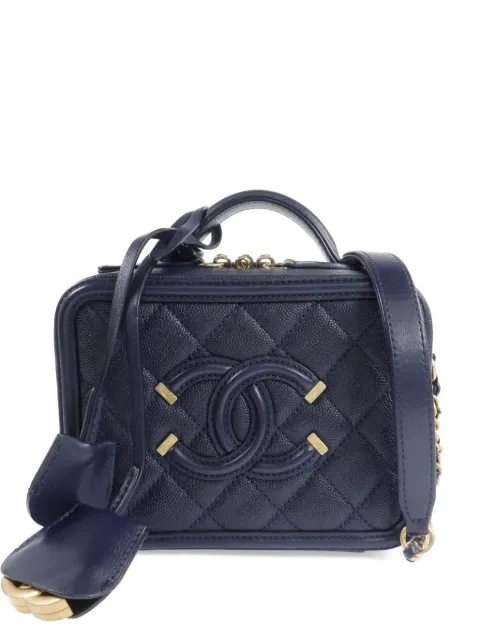 CHANEL Pre-Owned quilted Vanity Case shoulder bag Blue A93342