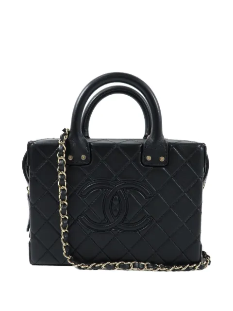 CHANEL Pre-Owned CC Vanity Case diamond-quilting leather tote bag Black AS3345