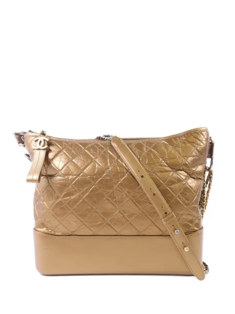 CHANEL Pre-Owned large Gabrielle diamond-quilted shoulder bag Gold A93824