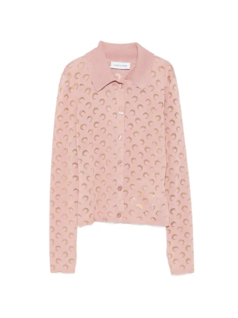 Marine Serre Moon-print cardigan Pink WSI044ACKNI0545PK00