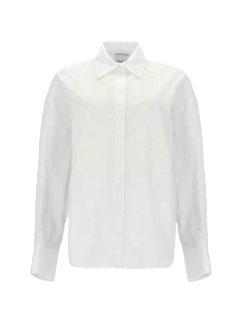 Nude lace-panelled cotton shirt White 1103E2639501