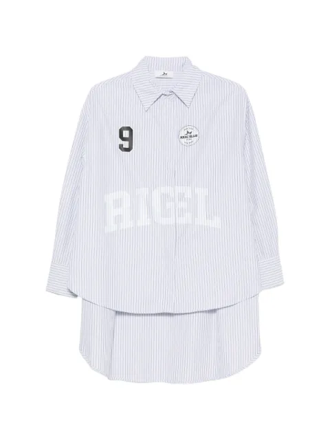 Marc Ellis vertical-stripe logo-print shirt Blue MCLCM0197