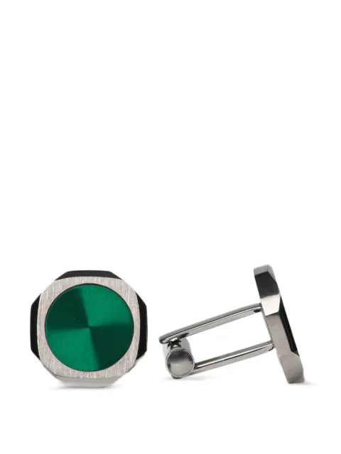 D1 Milano octagonal sunray-effect cufflinks Silver JWCLSU02