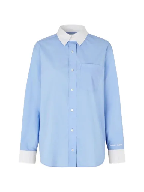 SAMSOE SAMSOE Salova contrast-collar shirt Blue F25400059