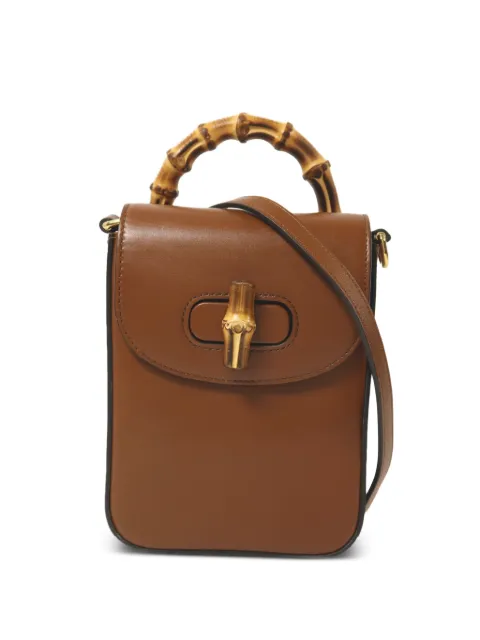 Gucci Pre-Owned GHW GG Bamboo calfskin tote bag Brown 702106