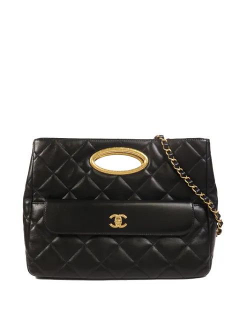 CHANEL Pre-Owned interlocking-CC shoulder bag Black AS5038