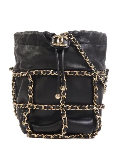 CHANEL Pre-Owned chain-link lambskin shoulder bag Black AS2313