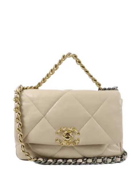 CHANEL Pre-Owned interlocking-CC shoulder bag Neutrals AS1160